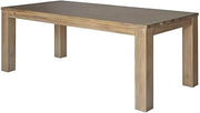 Furnifact Solid Acacia Wood Dining Table with NC-Coated Trestle Base, Rectangular Kitchen Table for Farmhouse Dining Room, Brushed Smoke