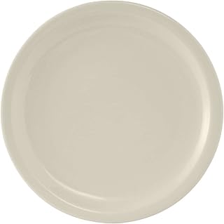 Tuxton China TNR-008 Plate, 9" Diameter, Round, Narrow Rim, Microwave and Dishwasher Safe, Oven Proof, Fully Vitrified, Ceramic, TuxCare, Healthcare, Nevada, American White/Eggshell, Pack of 24