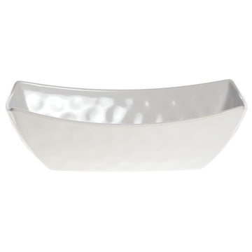 Melamine Serving Bowl with Hammered Finish - 12 3/4"L x 6 3/4" W x 4"H by HUBERT – Melamine, White, Model 4613