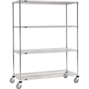 Stainless Steel Wire Shelf Truck by Nexel – 48"L x 18"W x 69"H, 12-Gauge Steel, Gray, Model C18486PSB4