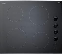 Summit 24" Electric Cooktop, 4 Burners, 230V Radiant Cooktop, Black- CR4B242BK
