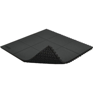 Industrial Anti Fatigue Mat Interlocking Floor Tiles - Black 3'x3' Modular Standing Pad Puzzle Mats Designed for Custom Stress Mats for Standing at Work - 1 Tile - Natural Rubber