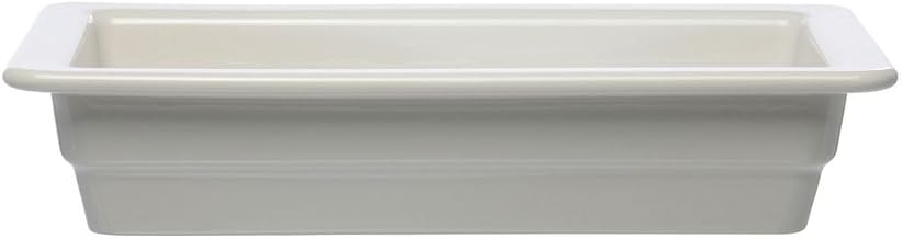 Hall China PanAramics 1/2 Size Bright White China Pan - 12 13/18"L x 10 7/16"W x 2 1/2"D