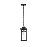 Mercer One Light Outdoor Pendant Black by Lighting Design – Iron, Black, Model OD313H14BK