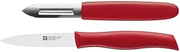 ZWILLING Knife Twin Grip with Peeler, Stainless Steel, Silver/Red, 48 x 38 x 28 cm