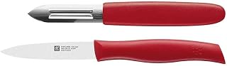 ZWILLING Knife Twin Grip with Peeler, Stainless Steel, Silver/Red, 48 x 38 x 28 cm