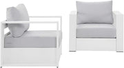 White 2-Piece Outdoor Armchair Set, Powder-Coated Aluminum Frame, Comfortable Cushions, Modern Design, Weather-Resistant Materials