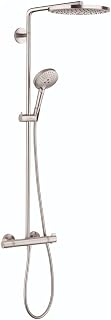 hansgrohe Raindance Select S Sliding Height Adjust Air Infusion, Rain AirPower Spray, QuickClean Showerpipe Shower Set in Brushed Nickel, 27129821