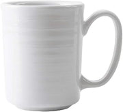 Tuxton China FPM-080 Mug, 8 oz., 3" Diameter x 3-3/4"H, With Large Handle, Microwave and Dishwasher Safe, Oven Proof, Fully Vitrified, Embossed Edge, Pacifica, Porcelain White, Pack of 12