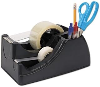 Officemate Recycled 2-in-1 Heavy Duty Tape Dispenser, 1" and 3" Cores, Black