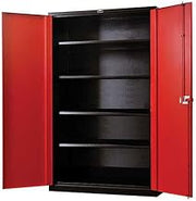 Fort Knox Cabinet, 48" W x 24" D x 78" H, Black Body, Red Doors
