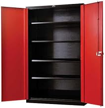 Fort Knox Cabinet, 48" W x 24" D x 78" H, Black Body, Red Doors