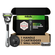 Gillette 1 Count (Pack of 1) / Silver and Black / 1 Razor, 1 Wall Hook, 2 Refills Cartridge Razors