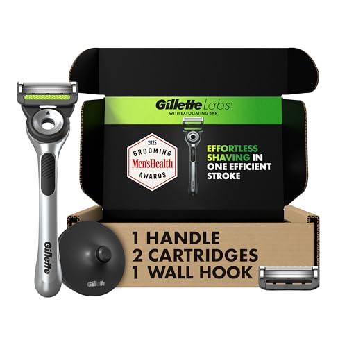 Gillette 1 Count (Pack of 1) / Silver and Black / 1 Razor, 1 Wall Hook, 2 Refills Cartridge Razors