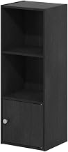 Furnifact Blackwood 3-Tier Shelf Bookcase with Door Storage Cabinet, Wooden Shelves, Residential Use, Durable Wood Construction