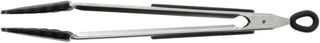 TableCraft CW404 Serving Tongs, 13-1/2"Long, Locking Feature, Stainless Steel Handle, Silicone Head, Black