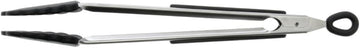 TableCraft CW404 Serving Tongs, 13-1/2"Long, Locking Feature, Stainless Steel Handle, Silicone Head, Black