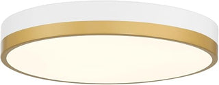 20823LEDD-WWA/WHT Coco - 30W 1 LED Flush Mount-3 Inches Tall and 15 Inches Wide, Finish Color: White/Antique Brushed Brass