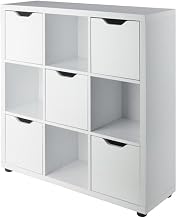 Furnifact Composite Wood Cube Bookcase with Open-Cube Shelves, Cubby Shelves and Stackable Shelf Unit for Home Office, White