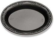 D and W Fine Pack Plastic Black Deep Oval Platter, 8 x 11 inch - 500 per case.