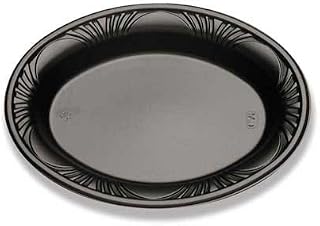 D and W Fine Pack Plastic Black Deep Oval Platter, 8 x 11 inch - 500 per case.