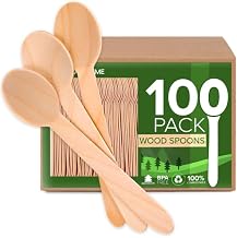 100% Wooden Disposable Spoons, (100 Count) Planet Friendly Utensils, Compostable Cutlery Spoons For Parties, Concession stands And Hosting