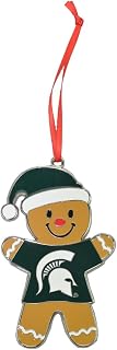 Michigan State Spartans (MSU) Gingerbread Man Metal Christmas Ornament