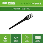 Responsible Products 6.75" Forks Black (1000 Count) / Black / 1000 Forks