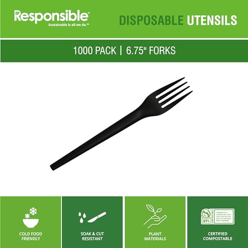 Responsible Products 6.75" Forks Black (1000 Count) / Black / 1000 Forks