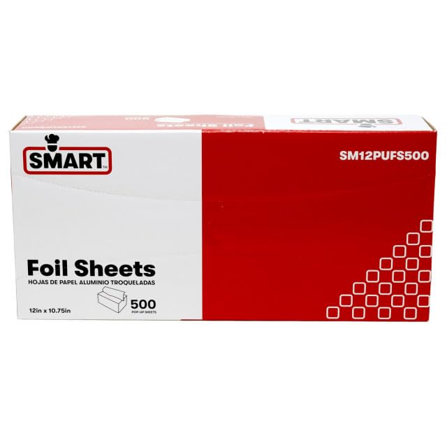 Pop Up Aluminum Foil Sheets by SMART – 12" x 10.75, Aluminum, Silver, Pack of 6, Model SM12PUFS500
