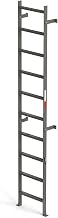 EGA VMS10 Steel Vertical Wall Mount Ladder W/O Rail Extensions, 10 Step, Gray