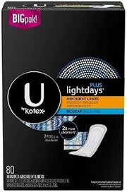U by Kotex Curves Panty Liners, Regular, 80 Count (Pack of 6)