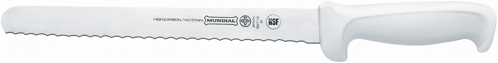 Mundial Serrated Edge Utility Slicer Knife w/ White Handle - 10"