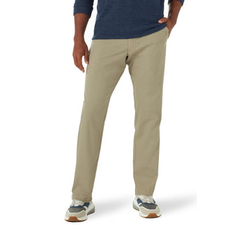Men's Extreme Motion Flat Front Relaxed Taper Pant by Lee – 36W x 32L, Cotton, Khaki, Model 42765