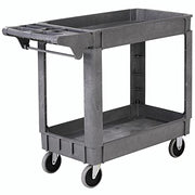 Deluxe Small 2 Shelf Plastic Utility & Service Cart 5" Rubber Casters by Global Industrial – Plastic, Gray, Model 242080