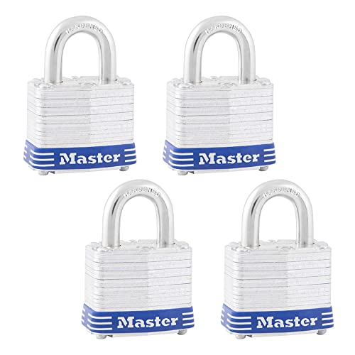 Master Lock Silver / 3/4" shackle / 4 Pack Keyed Padlocks