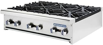 Turbo Air Radiance TAHP-36-6 Countertop Gas Hotplate 36"W with (6) 32,000 BTU Burners