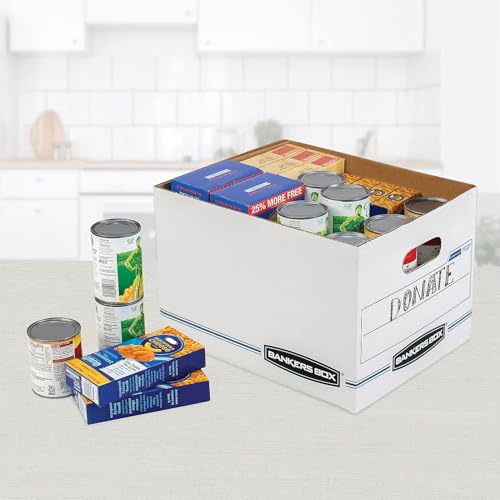 Bankers Box 4 / 10"H x 12"W x 15"D / Blue/White Storage File Boxes