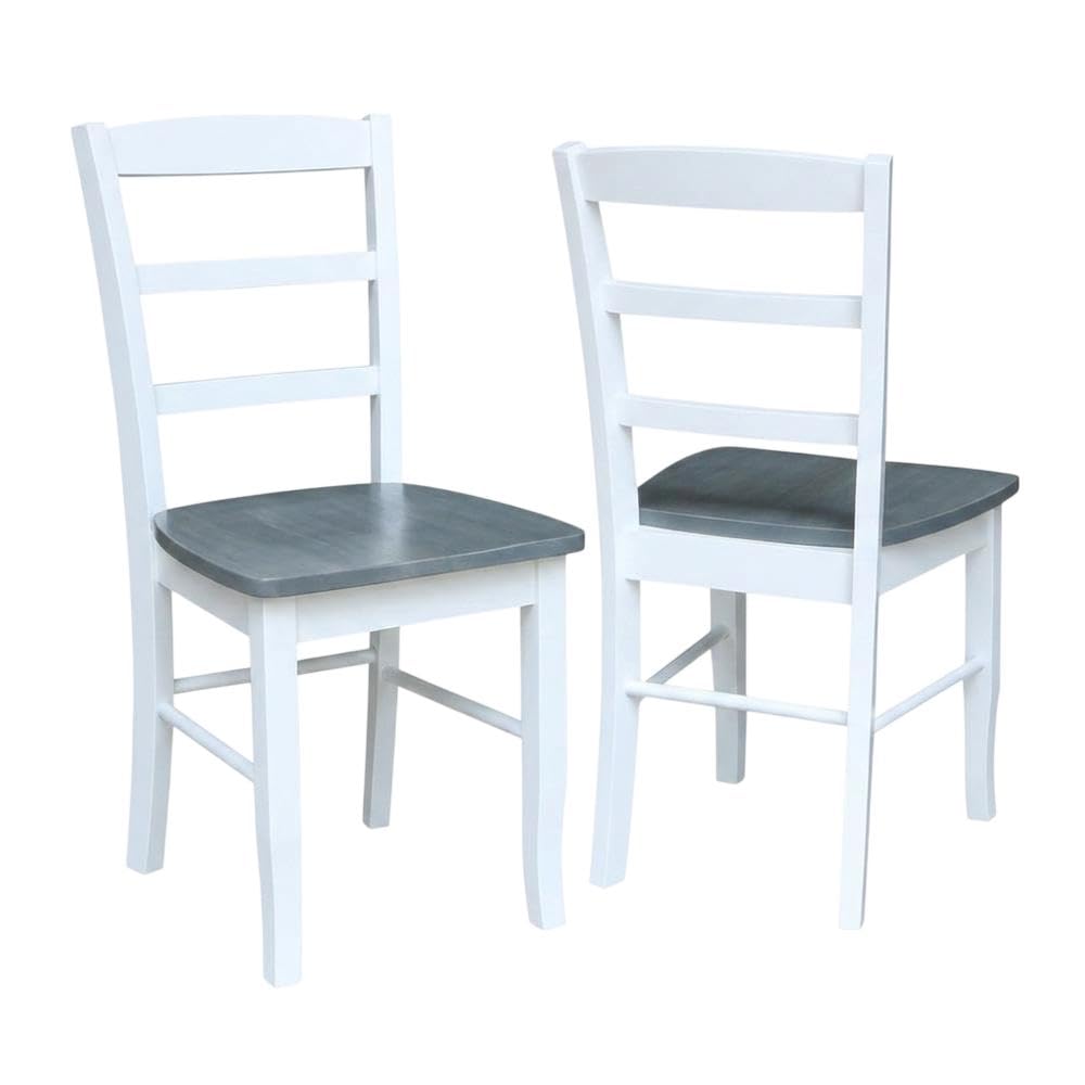 Solid Wood Ladderback Dining Chairs Set of by Furnifact – Wood, White and Heather Gray, Pack of 2