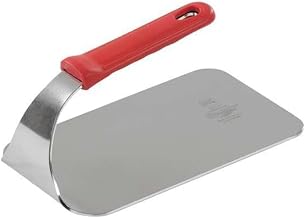 Vollrath 50661 1.6 lb Flat-Bottom Steak Weight Press with Removable Red Silicone Ergonomic Handle for Grill Food Truck Burger Bacon | Heat Resistant up to 450°F, 9"L x 4-3/4"W, Stainless Steel, NSF