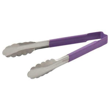 4780980 Kool-Touch Purple Handled 9.5 Utility Tong" by Vollrath – Stainless Steel, Purple, Model DC255