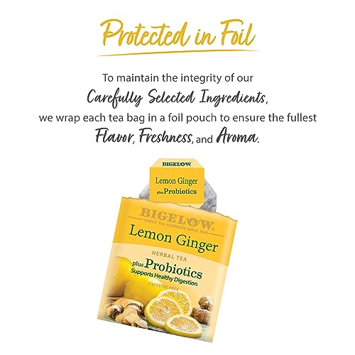 Bigelow Tea Lemon Ginger plus Probiotics / 18 Count (Pack of 6) / 6 Herbal