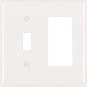 Legrand Pass & Seymour SP126WU Plastic Wall Plate, 2 Gang, Combination One Toggle Switch and One Decorator Rocker GFCI, White (1 Count)