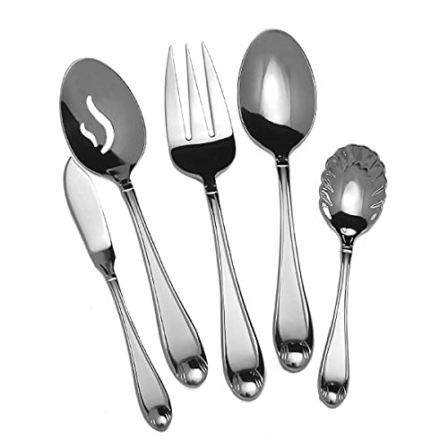 Satin Garnet 5 Serving Pieces 18/10 Stainless Flatware by Oneida – Silver