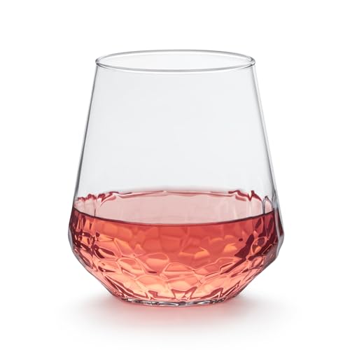 Libbey Hammered 8 (17.75 oz) / 17 Ounces, Set of 8 / Modern Wine Glasses