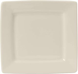 Tuxton Plates Eggshell Wide Rim 6-1/2-Inch Square Plate, Case of 12, Ivory; Scratch Resistant; Chip Resistant; Lead & Cadmium Free; Dishwasher, Microwave, Oven Safe