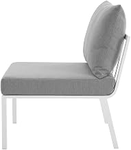 White Aluminum Armless Patio Lounge Chair with 11" H Backrest, 4" H Cushioned Seat, Durable Lightweight Frame for Outdoor Living