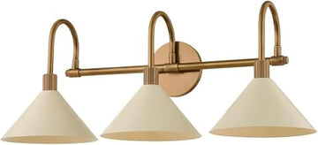 Troy Lighting B1811-PBR/SSD Jovani Damp-Rated Bath and Vanity, 3-Light E12 Candelabra Base, Patina Brass and Soft Sand