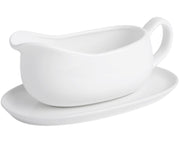 Kitchenlestar Ceramic Gravy Boat with Saucer, 17 oz, White