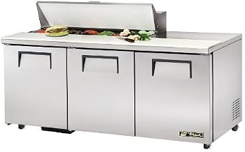 TRUE TSSU-72-12-ADA-HC 72" ADA Compliant Refrigerated Sandwich Salad Unit, Fits (12) 1/6 Size Pans, Three Full Doors